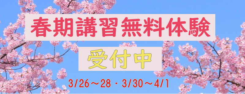 春期講習無料体験 受付中！